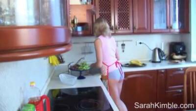 Kitchen cooking with Sarah Kimble and her small tits - hotmovs.com