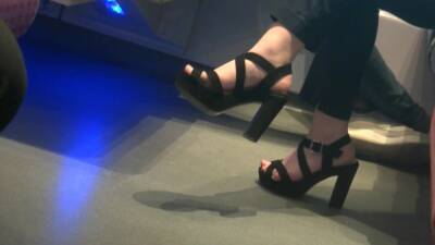 Hot Brunette In High Heels Sandals - voyeurhit.com