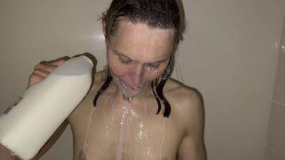 Milk Shower - Cold Freezing Milk Poured Over My Naked Body - hclips.com
