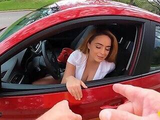 Busty girl stuck on the side of the road - pornoxo.com