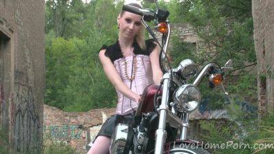 Cute Teen Is Amazed By A Big Bike - upornia.com