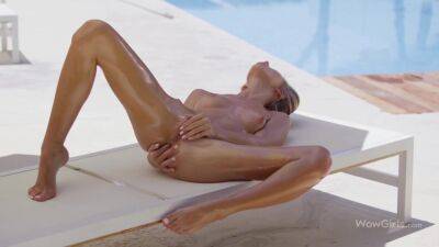 One Of The Top Models In The World Anjelica Oiling And Fingering Herself By The Pool - upornia.com - Russia
