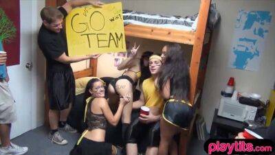 Gorgeous coed teen chicks groupsex action in the dorm room - veryfreeporn.com