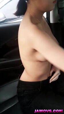Hot Asian babe with pointed nipples gets eroric inside a car - hotmovs.com - China