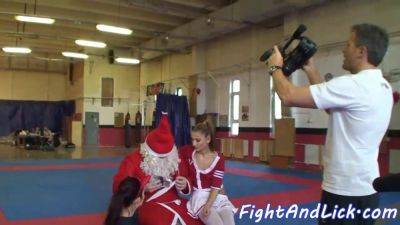 Watch this sexy cheerleader get her ass licked by a slutty babe in spandex - sexu.com