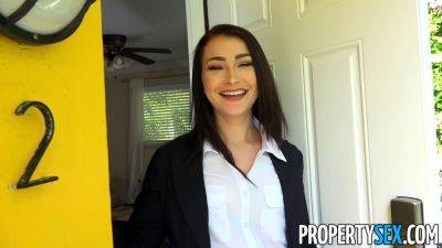 Watch this hot brunette business woman blow & ride her client's deal in POV action - sexu.com