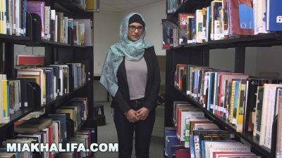 Mia Khalifa - Mia Khalifa strips hijab and flaunts bubble butt & big tits in library solo - sexu.com - Lebanon