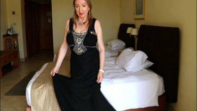 Elegant Intrigue: Busty Gilf Mariaolds Black Dress And Stockings Mystery - hclips.com