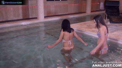 Aida Sweet and her best friend awesome threesome sex at the pool - sexu.com